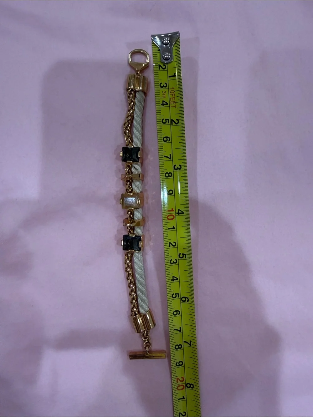 Gold Rope Bracelet with Brown and Amber Stones